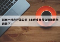 郑州小程序开发公司（小程序开发公司推荐华网天下）